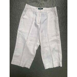 Lauren by Ralph Lauren Petite Linen Capri Pants White WMNS 4P